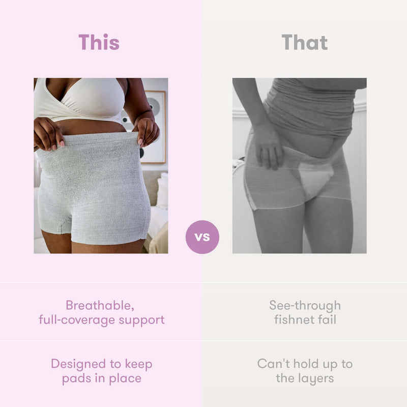 Frida Mom 8 pc Postpartum underwear - disposable panties, seamless and stretchy (28 - 42in)