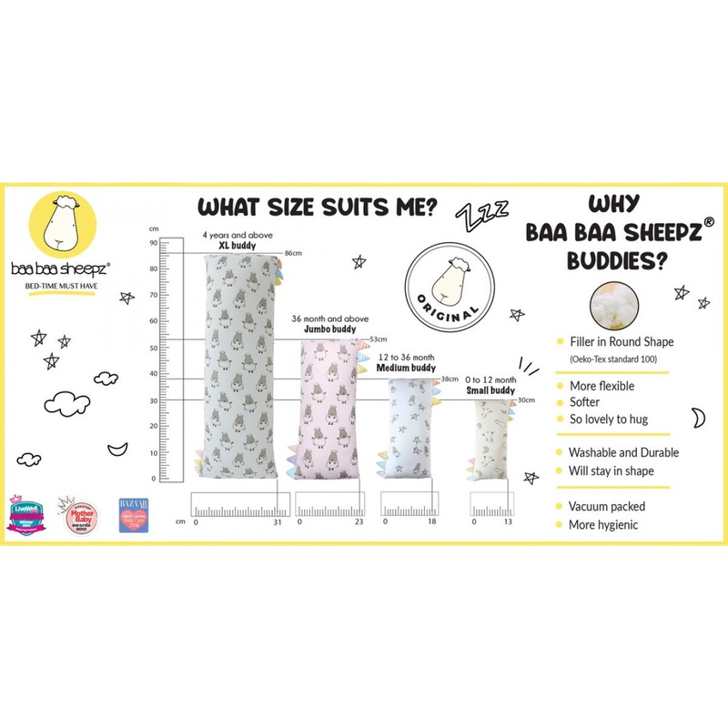 Baa Baa Sheepz® 睡前夥伴™ 甜夢寶寶 - 灰色 - 中號