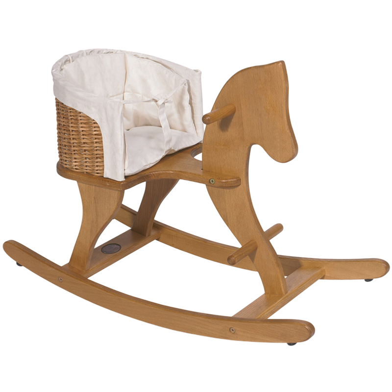Moulin Roty Les Jouets d'Hier Rocking Horse with Wicker Basket 78x35x54cm