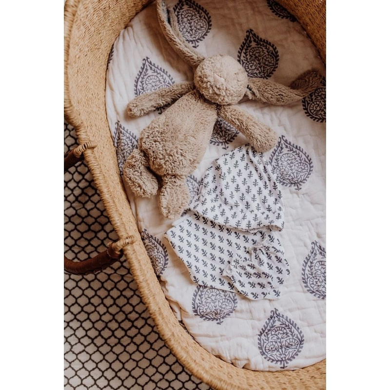 Malabar Baby 有機棉三角巾圍兜、手套、帽子套裝 - 堡壘藍