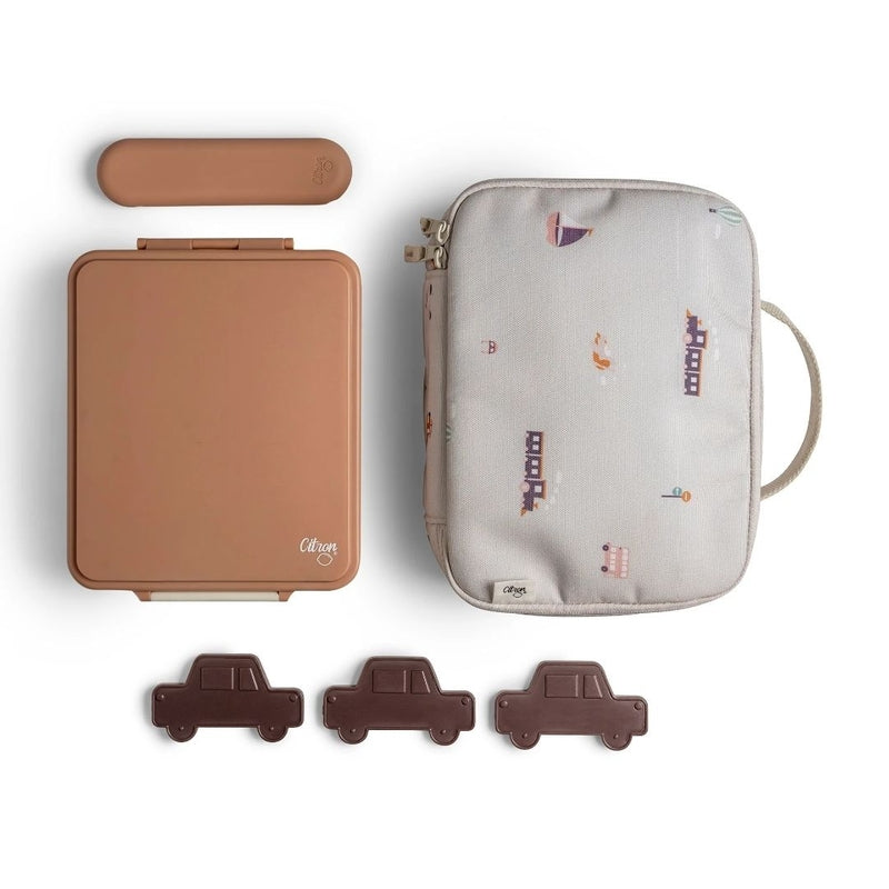 Citron Insulated Square Lunch Bag - Vehicles