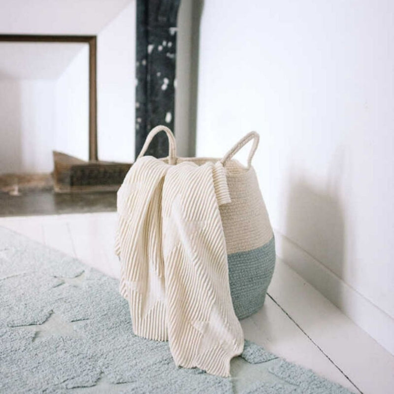 Lorena Canals Basket Zoco Vintage Blue-Natural Ø30x35cm