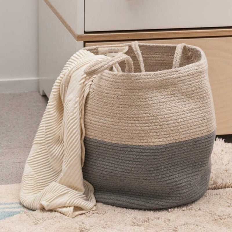Lorena Canals Basket Zoco Vintage Blue-Natural Ø30x35cm