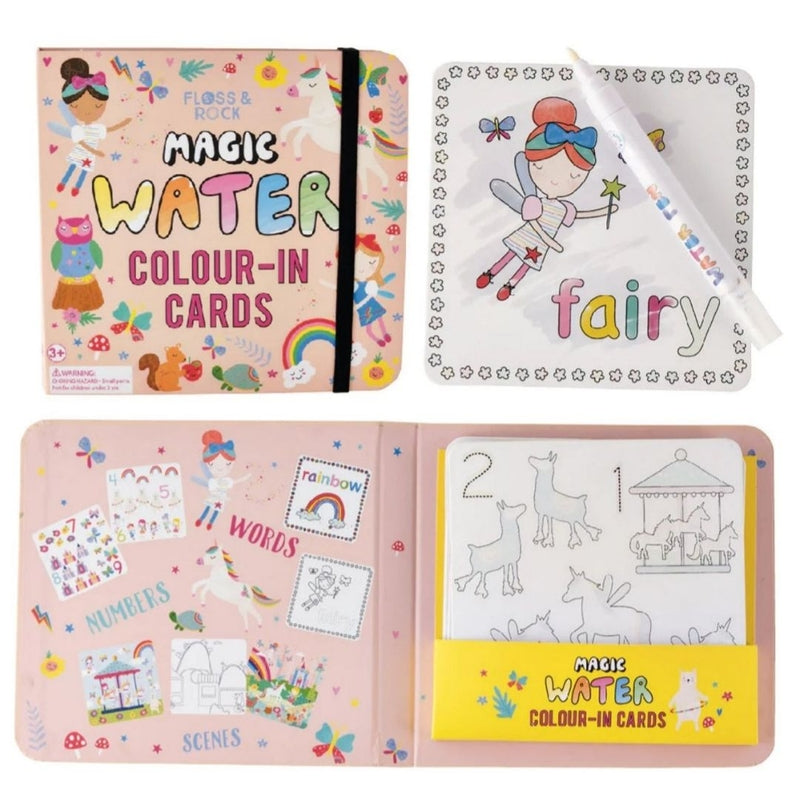 Floss & Rock Magic Water Colour-In Cards - Rainbow Fairy
