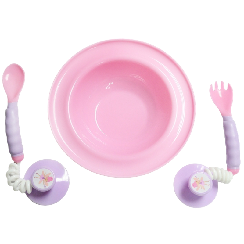 Ezee-Reach Stay-Put Cutlery+Bowl - Pink Fairy