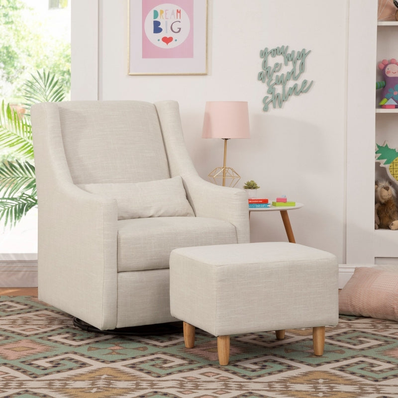 Babyletto Toco Swivel Glider & Ottoman - White Linen