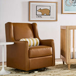 Babyletto Wally Swivel Glider - Vegan Tan Leather with Gold Base