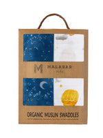 Malabar Baby Organic Muslin Swaddle 2-Pack - Fly Me To The Moon