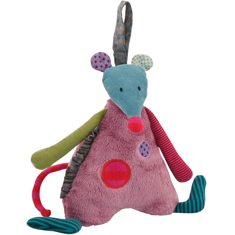 Moulin Roty Les Jolis Pas Beaux Hanging Musical Pullstring Mouse 22cm