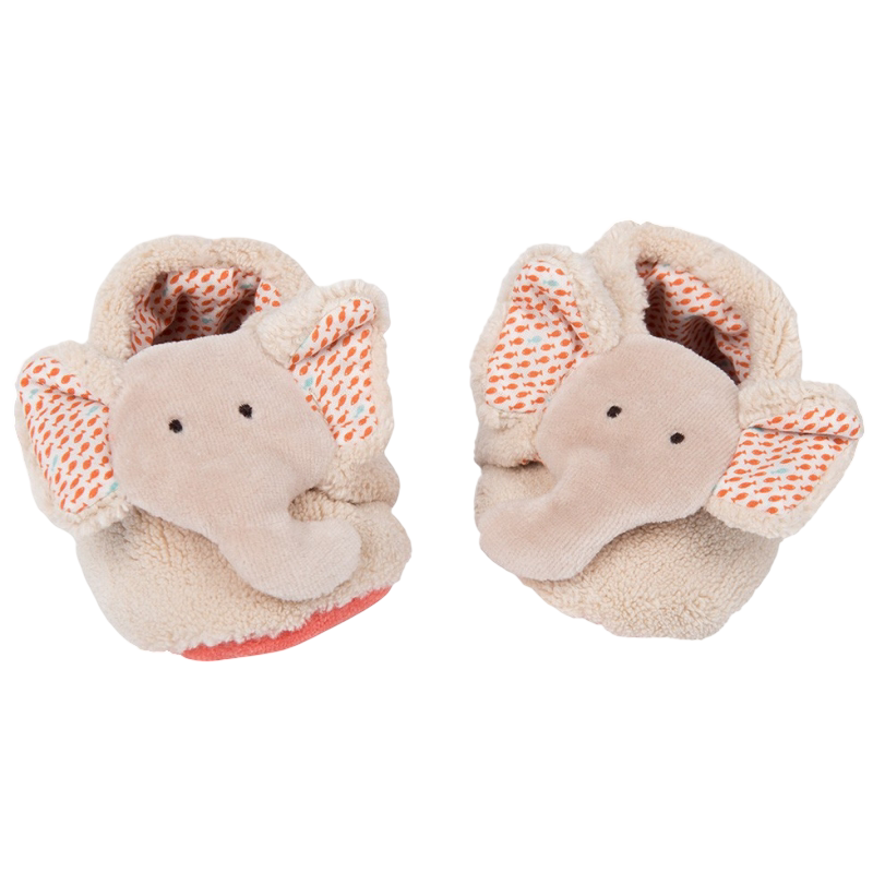 Moulin Roty Les Papoum Elephant Baby Slippers 0-6mos