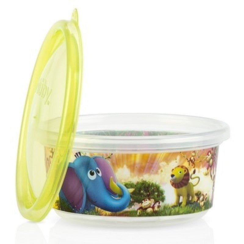 Nuby Wash or Toss Stackable Bowls with Lids (300ml x 6) - Neutral