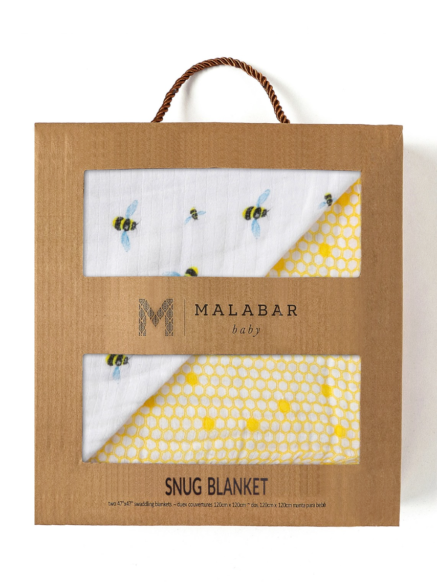 Malabar Baby Organic Reversible Snug Blanket - Bees