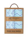Malabar Baby Organic Muslin Swaddle 2-Pack - Shades of Blue