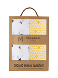 Malabar Baby Organic Muslin Swaddle 2-Pack - Busy Bees
