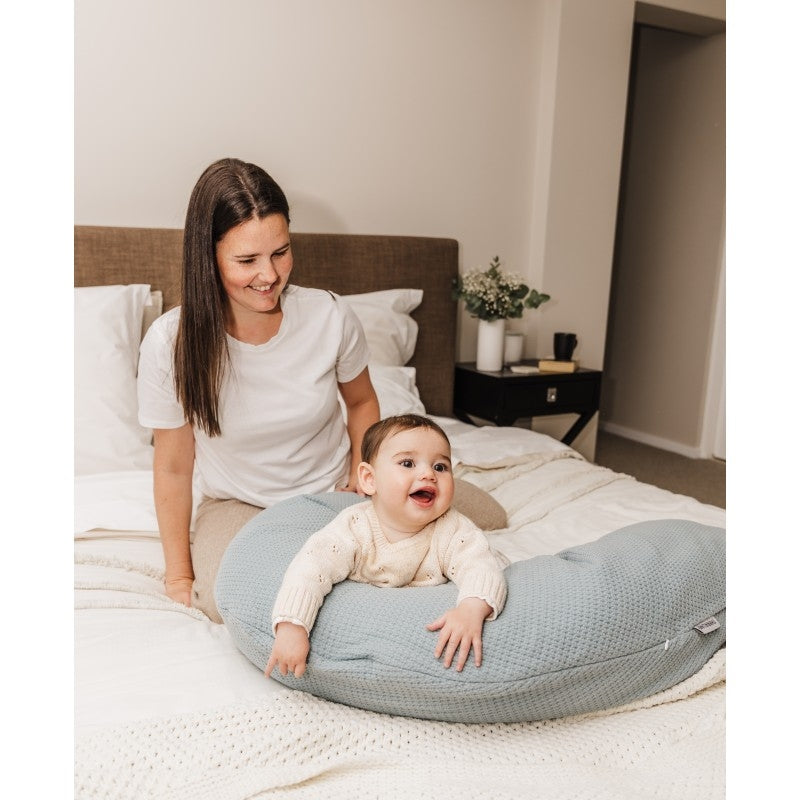 Theraline The Original Maternity and Nursing Pillow - Misty Blue Fine Knit
