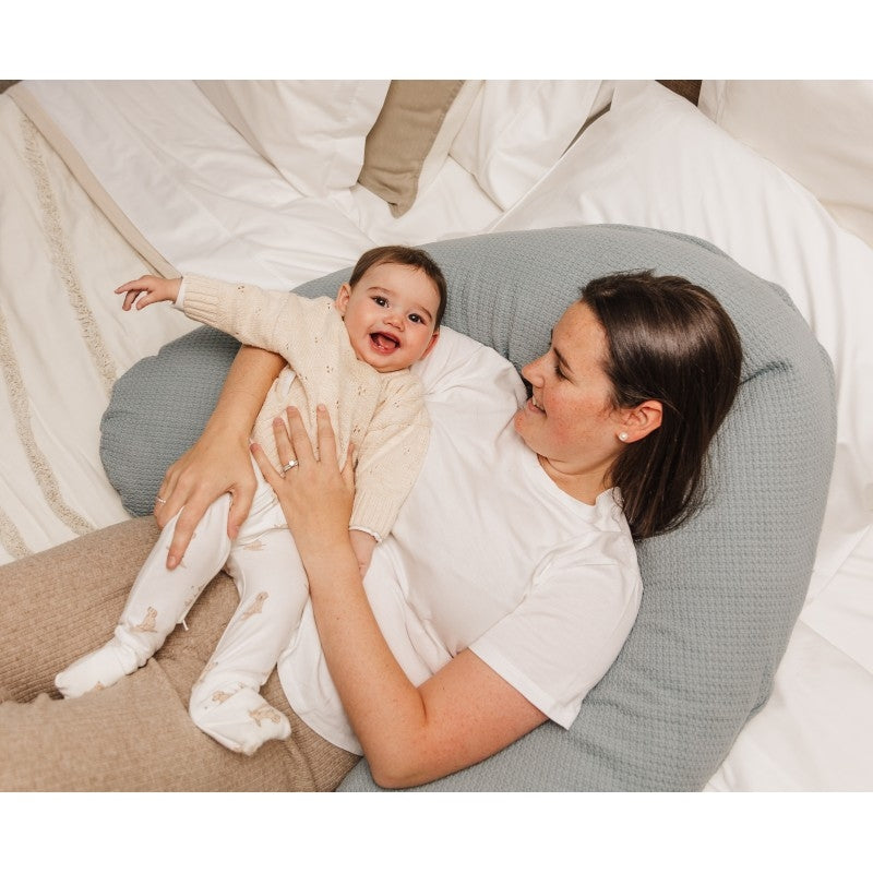 Theraline The Original Maternity and Nursing Pillow - Misty Blue Fine Knit