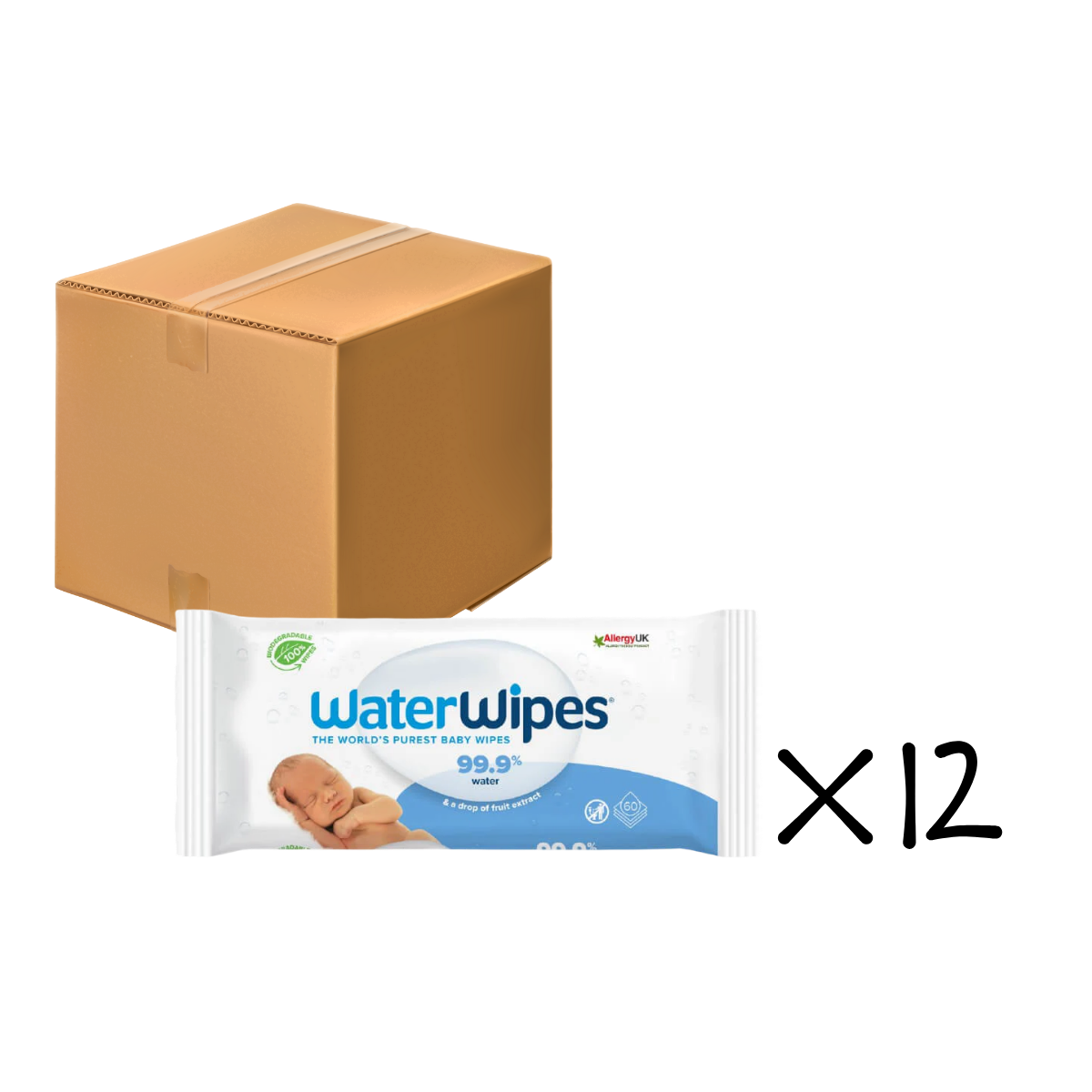 WaterWipes Baby Wipes (60-Pack x 12) Case Offer - Made in Ireland