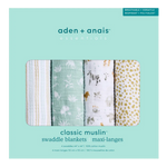 aden + anais Essentials Cotton Muslin Swaddles 4-Pack - Giraffe Safari