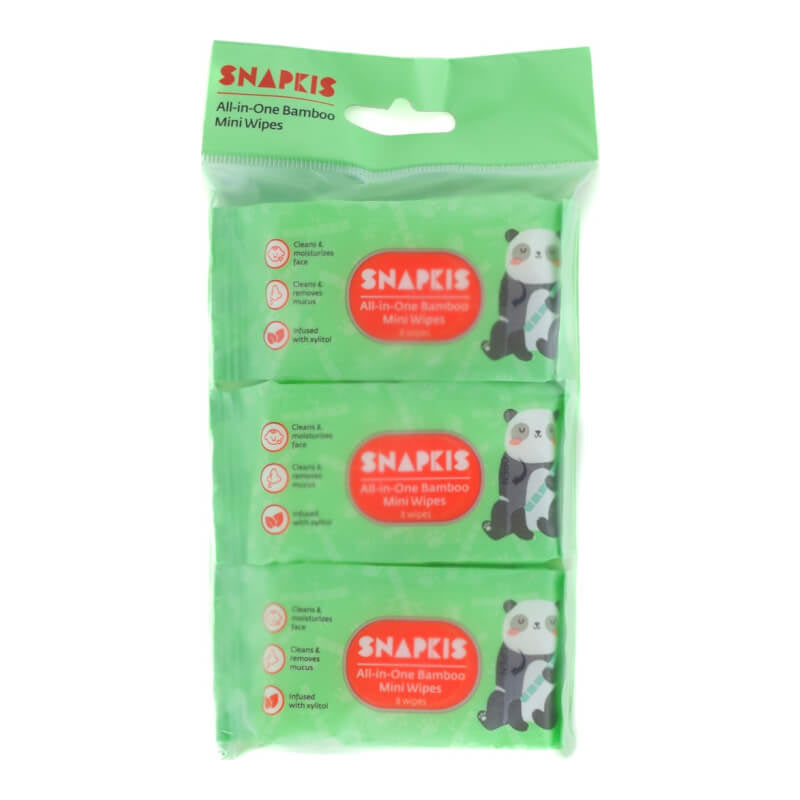 Snapkis All-in-One Bamboo Mini Wipes 8-Pieces
