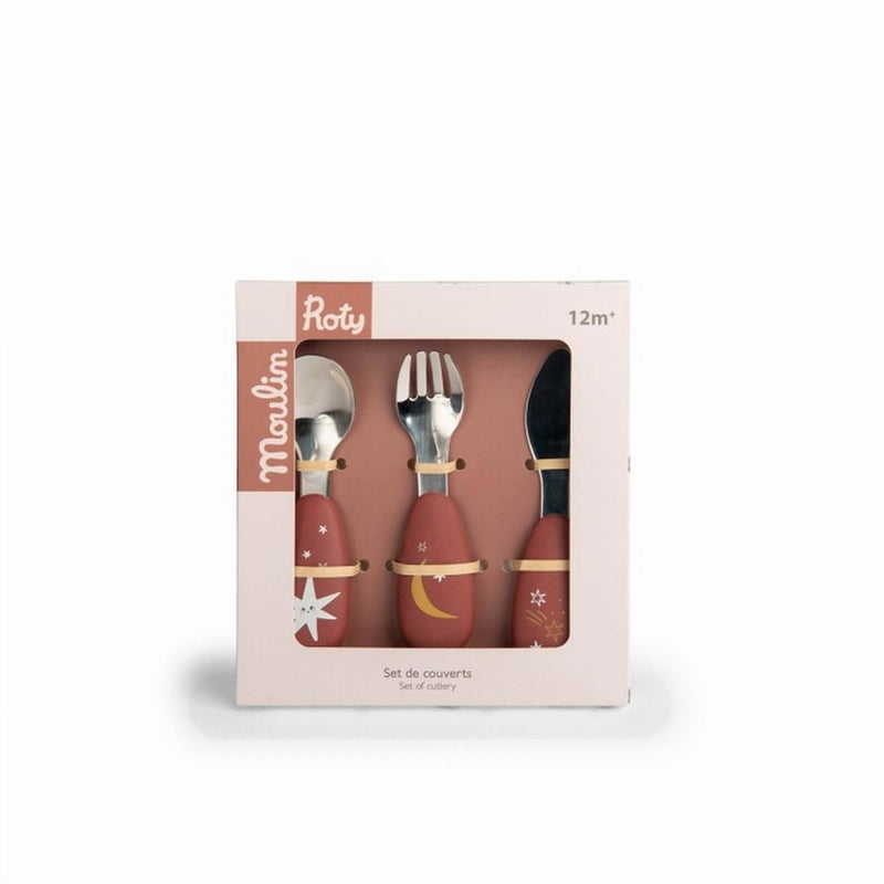 Moulin Roty Apres La Pluie Silicone and Stainless Steel Cutlery Set