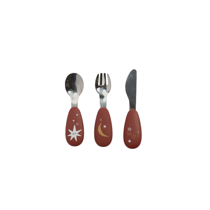 Moulin Roty Apres La Pluie Silicone and Stainless Steel Cutlery Set