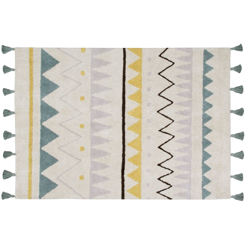 Lorena Canals Washable Rug Azteca Natural Vintage Blue 120x160cm