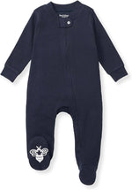 Burt's Bees Baby Boys Organic Cotton Sleep and Play Footed Pajamas - Midnight Solid Rib