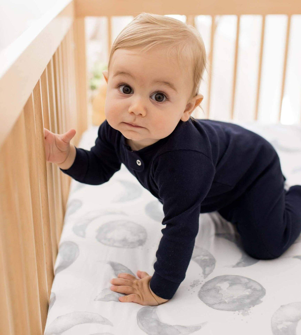 Burt's Bees Baby Boys Organic Cotton Sleep and Play Footed Pajamas - Midnight Solid Rib
