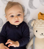 Burt's Bees Baby Boys Organic Cotton Sleep and Play Footed Pajamas - Midnight Solid Rib