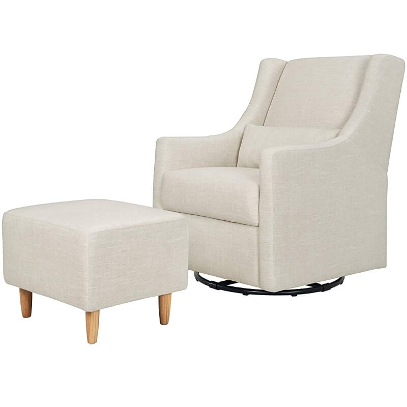 Babyletto Toco Swivel Glider & Ottoman - White Linen