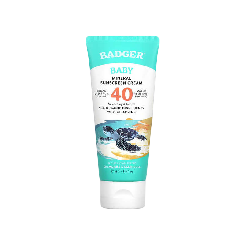 Badger Baby Mineral Sunscreen Cream SPF 40 Chamomile & Calendula  2.9 fl oz (87 ml)
