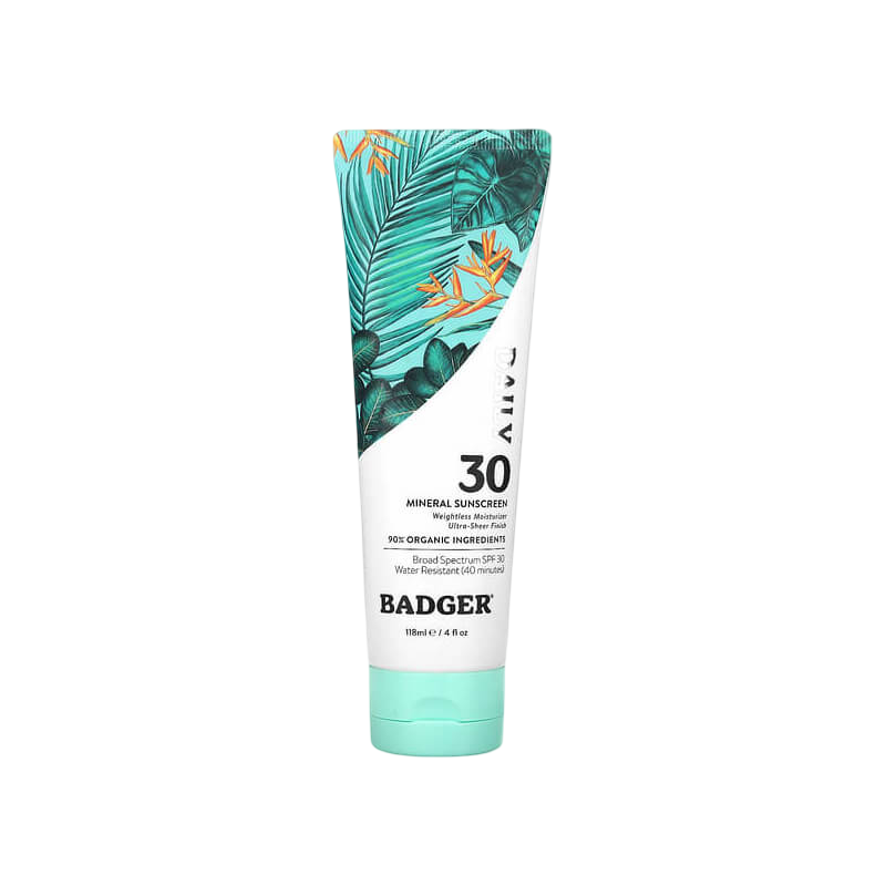 Badger 日常礦物防曬乳 SPF 30 4 液體盎司 (118 毫升)