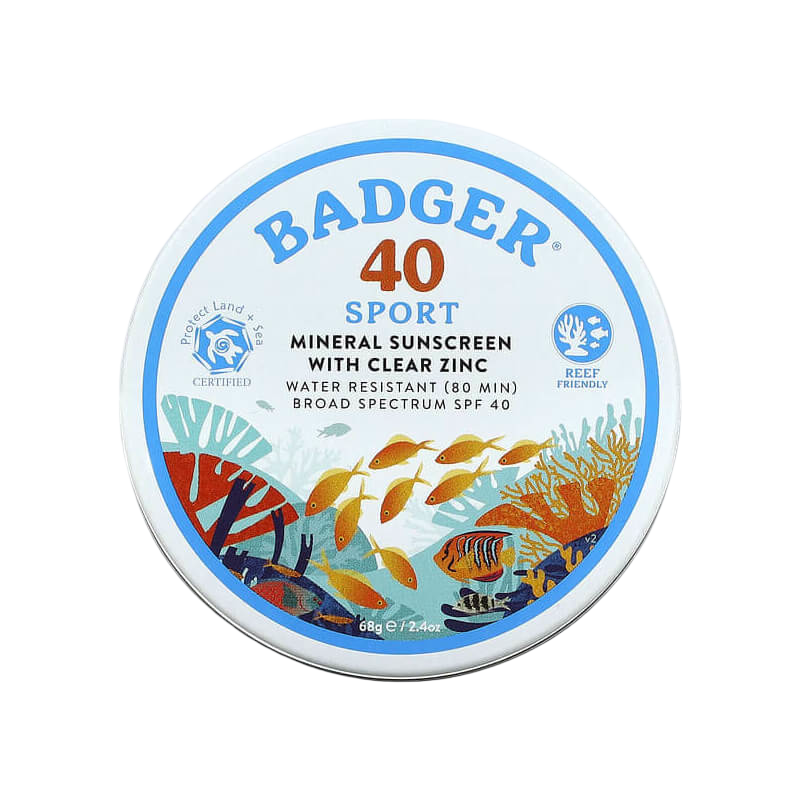 Badger Sport Mineral Sunscreen with Clear Zinc SPF 40 Unscented