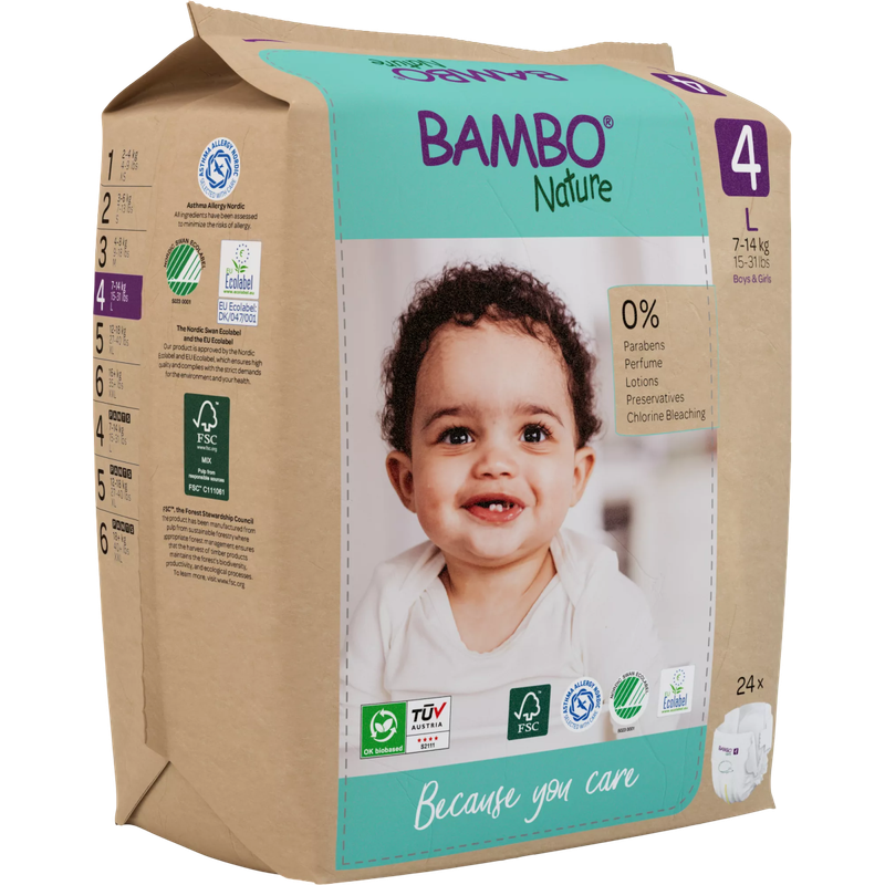 Bambo Nature Eco Diapers - Size 4 (7-14 kgs) L 24s