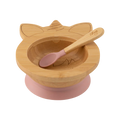 Citron Bamboo Bowl with Suction & Spoon - Blush Pink Unicorn
