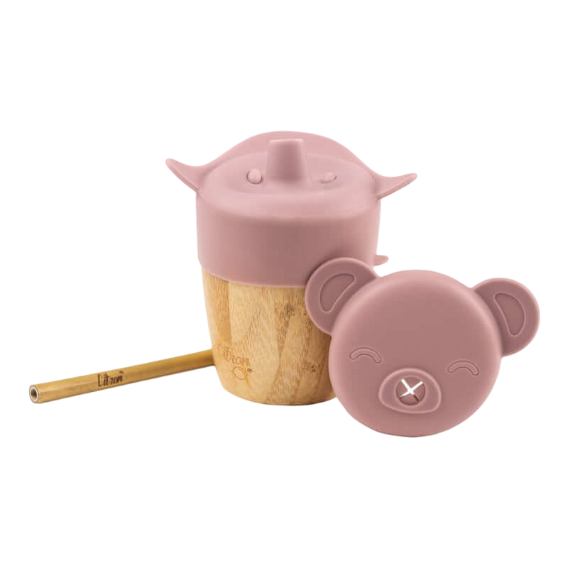 Citron Bamboo Cup with 2 Lids & Straw - Blush Pink