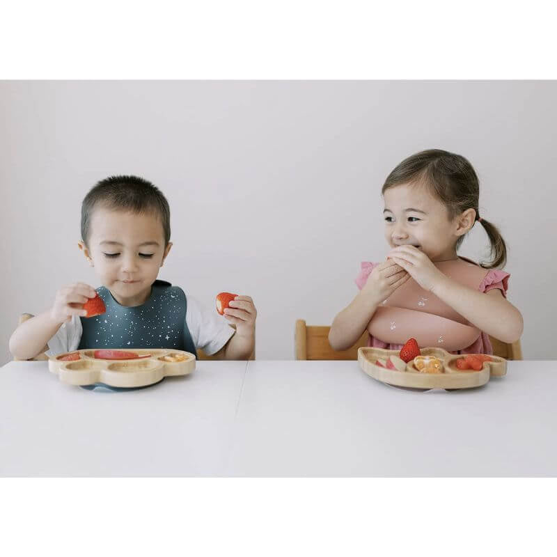 Milk It Baby Bamboo Elephant Suction Plate & Fork Set - Berry Blue