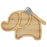 Milk It Baby Bamboo Elephant Suction Plate & Fork Set - Berry Blue