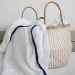 Malabar Baby Bamboo Pom Pom Swaddle - Navy