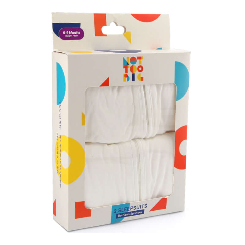 NotTooBig Bamboo Sleepsuits 2-Pack - White