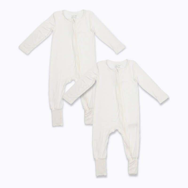 NotTooBig Bamboo Sleepsuits 2-Pack - White