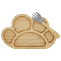 Milk It Baby Bamboo Tiger Paw Suction Plate & Fork Set - Berry Blue