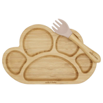 Milk It Baby Bamboo Tiger Paw Suction Plate & Fork Set - Dusty Pink