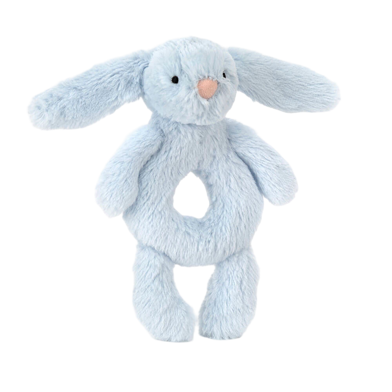 Jellycat Jellycat Bashful Baby Blue Bunny Ring Rattle 18cm x 8cm x 2cm