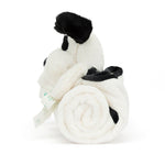Jellycat Jellycat Bashful Black & Cream Puppy Blankie 56cm x 70cm x 9cm
