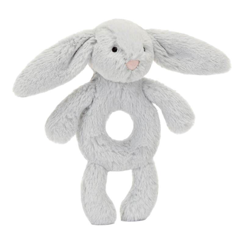 Jellycat Jellycat Bashful Silver Bunny Ring Rattle 18cm x 8cm x 2cm
