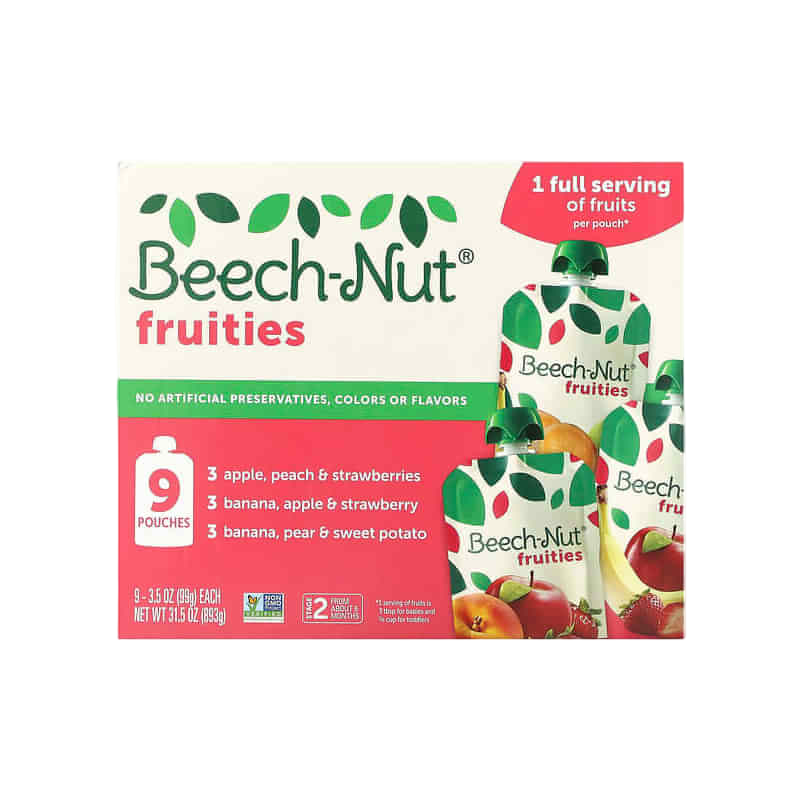 Beech-Nut 水果軟糖（6個月以上寶寶適用）混合裝，9袋，每袋3.5盎司（99克）