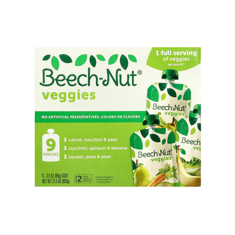Beech-Nut Veggies 6+ Months Variety Pack 9 Pouches 3.5 oz (99 g) Each