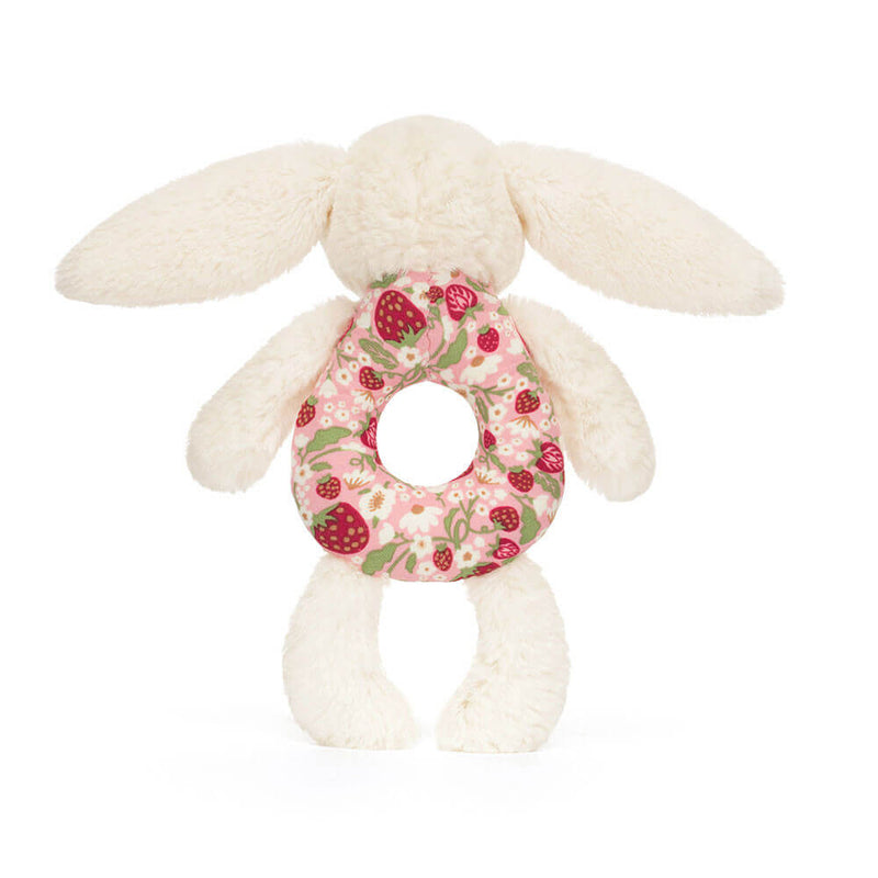 Jellycat Blossom Cream Bunny Berry Ring Rattle 18cm x 8cm x 2cm