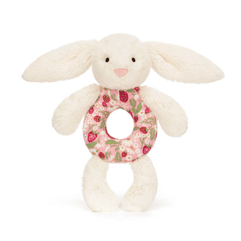 Jellycat Blossom Cream Bunny Berry Ring Rattle 18cm x 8cm x 2cm